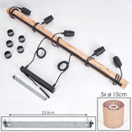 Scandinavian Rustic Wood and Geometric Wire Cage Linear Pendant Light for Kitchen Dining Room - Parrot Uncle UK