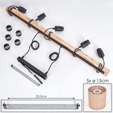 Scandinavian Rustic Wood and Geometric Wire Cage Linear Pendant Light for Kitchen Dining Room - Parrot Uncle UK