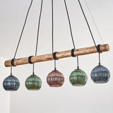 Bohemian Colorful Glass and Rustic Linear Pendant Light for Dining Room Living Room - Parrot Uncle UK