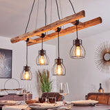 Industrial Farmhouse Wood & Wire Cage Cluster Pendant Light for Dining Room Living Room - Parrot Uncle UK