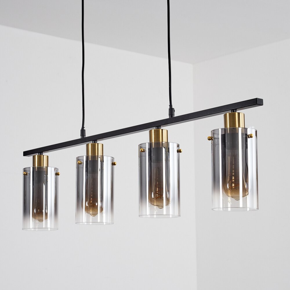 Industrial Vintage Linear Pendant Light with Brass Accents for Dining Room Living Room - Parrot Uncle UK