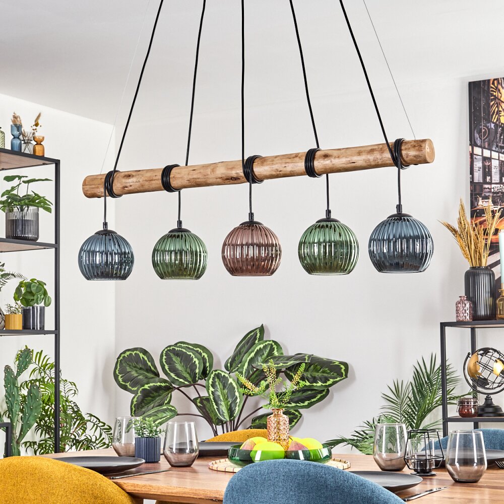 Bohemian Colorful Glass and Rustic Linear Pendant Light for Dining Room Living Room - Parrot Uncle UK