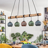 Bohemian Colorful Glass and Rustic Linear Pendant Light for Dining Room Living Room - Parrot Uncle UK