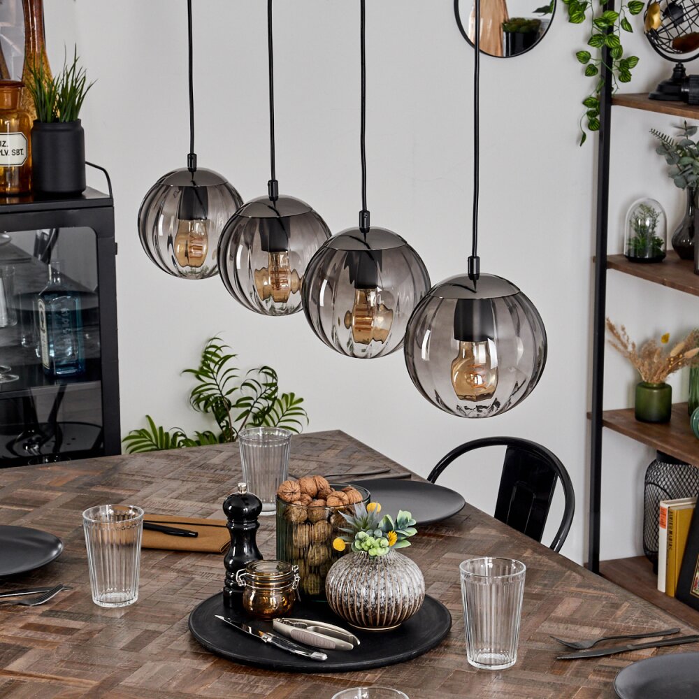 Mid-Century Modern Smoked Linear Pendant Light for Dining Room Living Room - Parrot Uncle UK