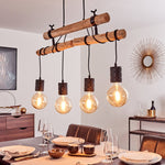 Industrial Vintage Double Wood Beam & Edison Cluster Pendant Light for Dining Room Living Room - Parrot Uncle UK