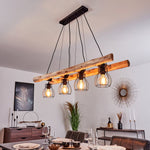 Industrial Farmhouse Wood & Wire Cage Cluster Pendant Light for Dining Room Living Room - Parrot Uncle UK