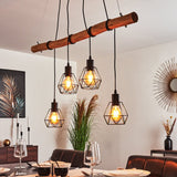 Industrial Geometric Wire and Rustic Linear Pendant Light for Dining Room Living Room - Parrot Uncle UK