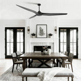 100 Inch Simon Black IP44 Outdoor Downrod Mount Ceiling Fan with Remote Control - Parrot Uncle UK