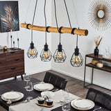 Industrial Geometric Wire and Rustic Linear Pendant Light for Dining Room Living Room - Parrot Uncle UK