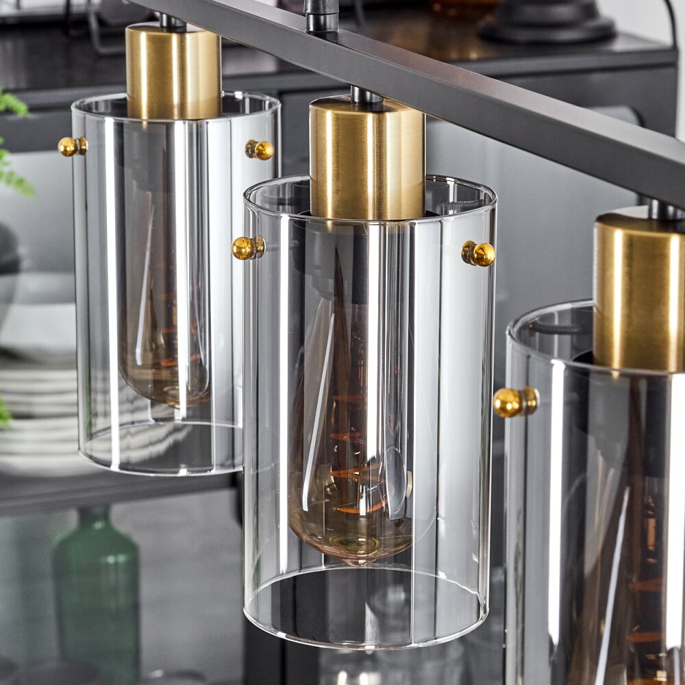 Industrial Vintage Linear Pendant Light with Brass Accents for Dining Room Living Room - Parrot Uncle UK