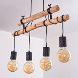 Industrial Vintage Double Wood Beam & Edison Cluster Pendant Light for Dining Room Living Room - Parrot Uncle UK