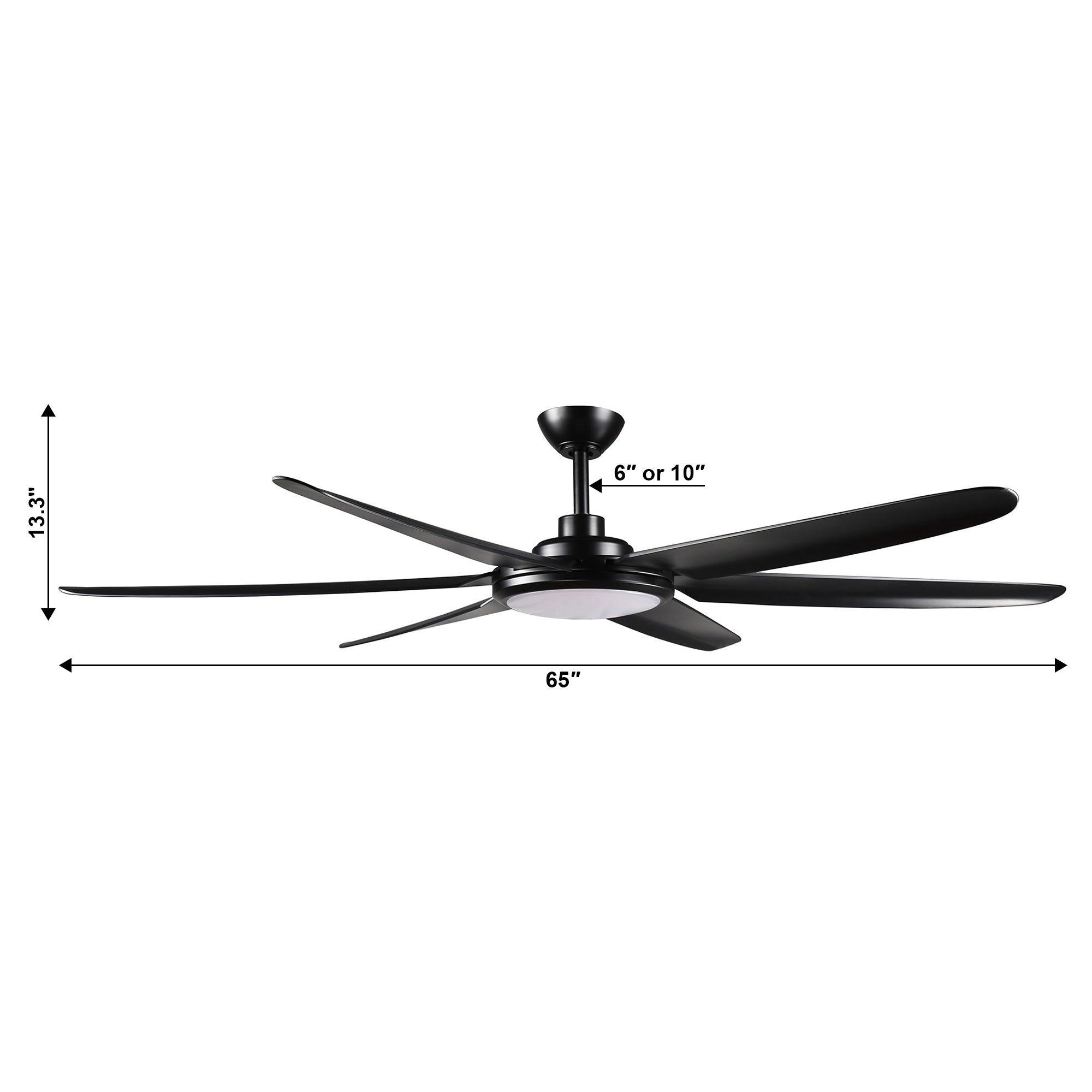 65" Industrial DC Motor Downrod Mount Ceiling Fan with Lighting and Remote Control - Parrot Uncle UK
