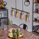 Industrial Vintage Linear Pendant Light with Brass Accents for Dining Room Living Room - Parrot Uncle UK