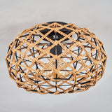 Bohemian Woven Flush Ceiling Light for Living Room Bedroom - Parrot Uncle UK