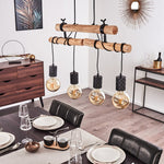 Industrial Vintage Double Wood Beam & Edison Cluster Pendant Light for Dining Room Living Room - Parrot Uncle UK