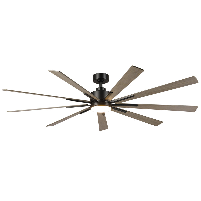 183 cm (72") Aries Black Downrod Mount LED Windmill Ceiling Fan with Remote Control
