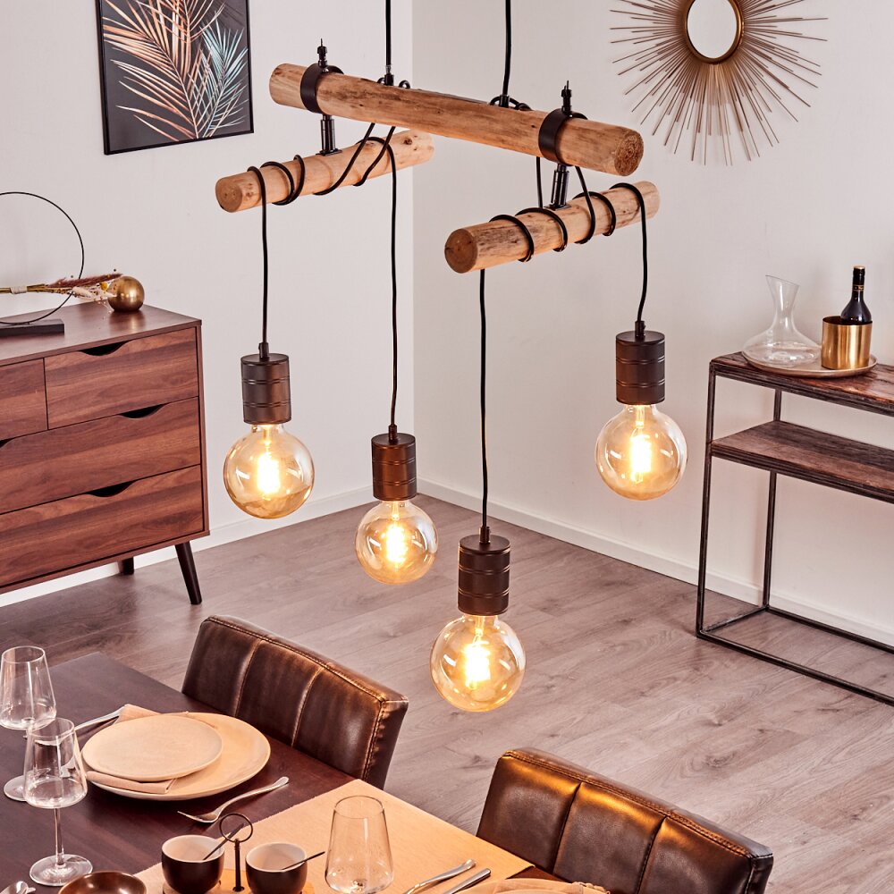 Industrial Vintage Double Wood Beam & Edison Cluster Pendant Light for Dining Room Living Room - Parrot Uncle UK