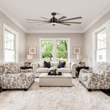 72 Inch Aries Black Downrod Mount LED Windmill Ceiling Fan with Remote Control - Parrot Uncle UK