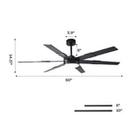 60 Inch Industrial Double-sided Blades LED Ceiling Fan with APP & Remote Control - Parrot Uncle UK