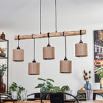 Scandinavian Rustic Wood and Geometric Wire Cage Linear Pendant Light for Kitchen Dining Room - Parrot Uncle UK
