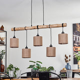 Scandinavian Rustic Wood and Geometric Wire Cage Linear Pendant Light for Kitchen Dining Room - Parrot Uncle UK