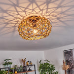 Bohemian Woven Flush Ceiling Light for Living Room Bedroom - Parrot Uncle UK