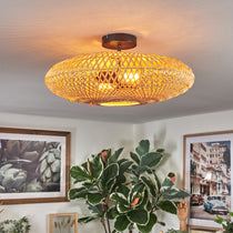 Modern Bohemian Flush Ceiling Light with Two Lights for Living Room Bedroom - Parrot Uncle UK