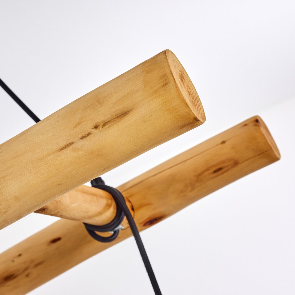 Scandinavian Rustic Wood & Geometric Wire Cage Linear Pendant Light for Kitchen Dining Room - Parrot Uncle UK