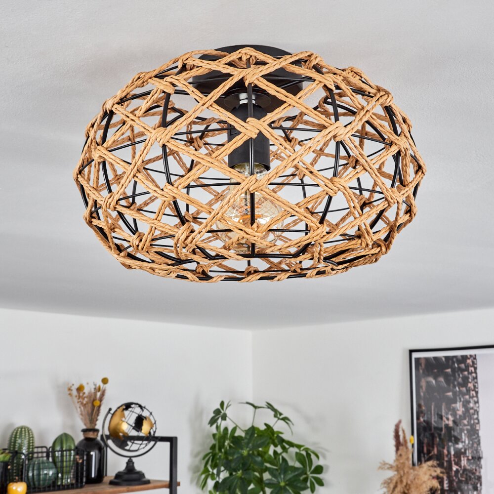 Bohemian Woven Flush Ceiling Light for Living Room Bedroom - Parrot Uncle UK