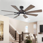 72 Inch Aries Black Downrod Mount LED Windmill Ceiling Fan with Remote Control - Parrot Uncle UK