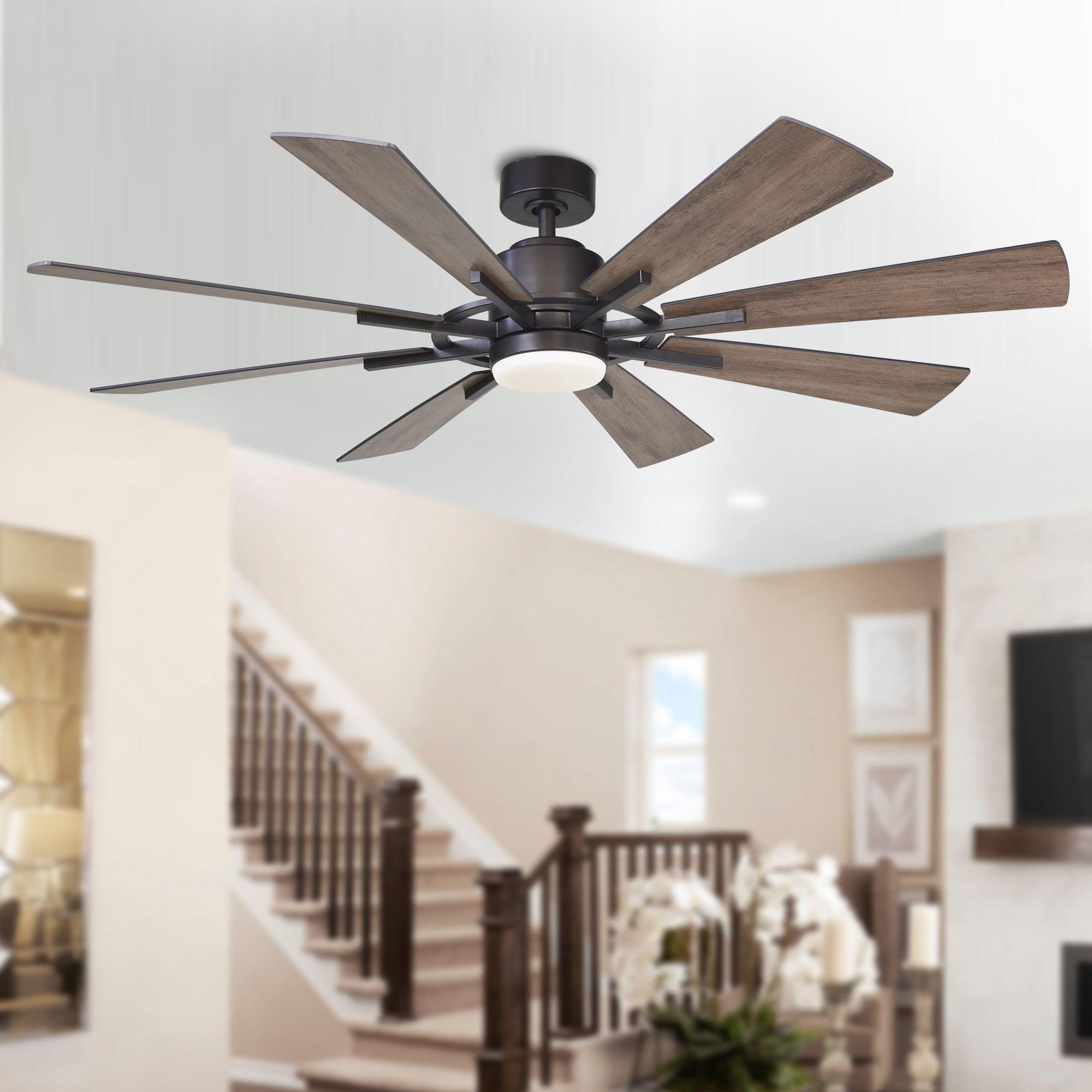 72 Inch Aries Black Downrod Mount LED Windmill Ceiling Fan with Remote Control - Parrot Uncle UK