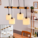Scandinavian Minimalist Wood and Linen Drum Shade Cluster Pendant Light for Kitchen Dining Room - Parrot Uncle UK