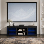 168cm/66" Black LED TV Stand with Electric Fire Fits Up to 75" TVs with LED Shelf Lighting