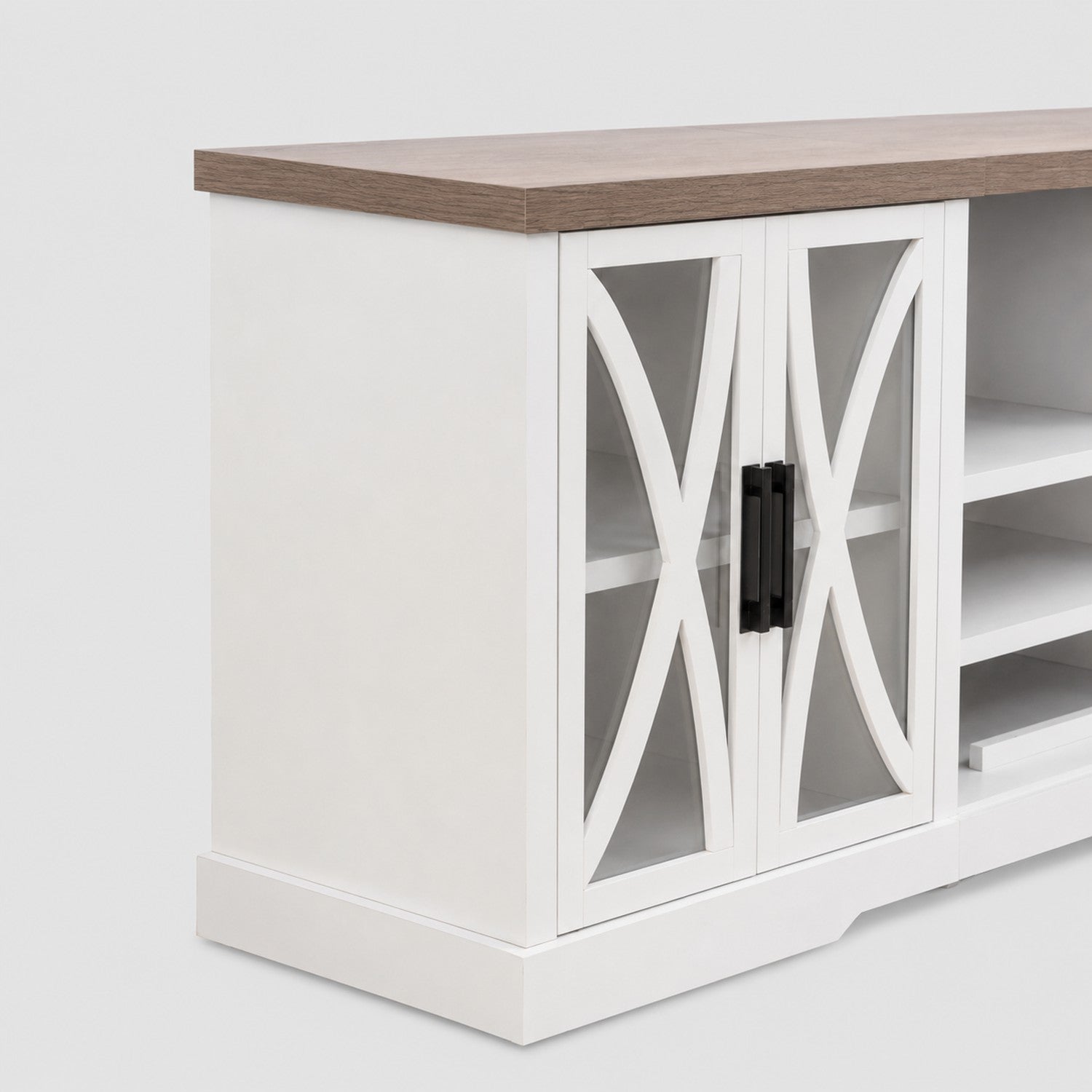 Ashford 93"/236cm White TV Stand With Storage Cabinets & 36"/91cm Electric Fireplace