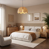 Natural Textured Lotus Rattan Pendant Light 40 cm Diameter