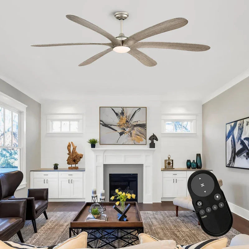 189cm (72") Jaydn Farmhouse Satin Nickel DC Motor Downrod Mount Reversible Ceiling Fan with Lighting and Remote Control