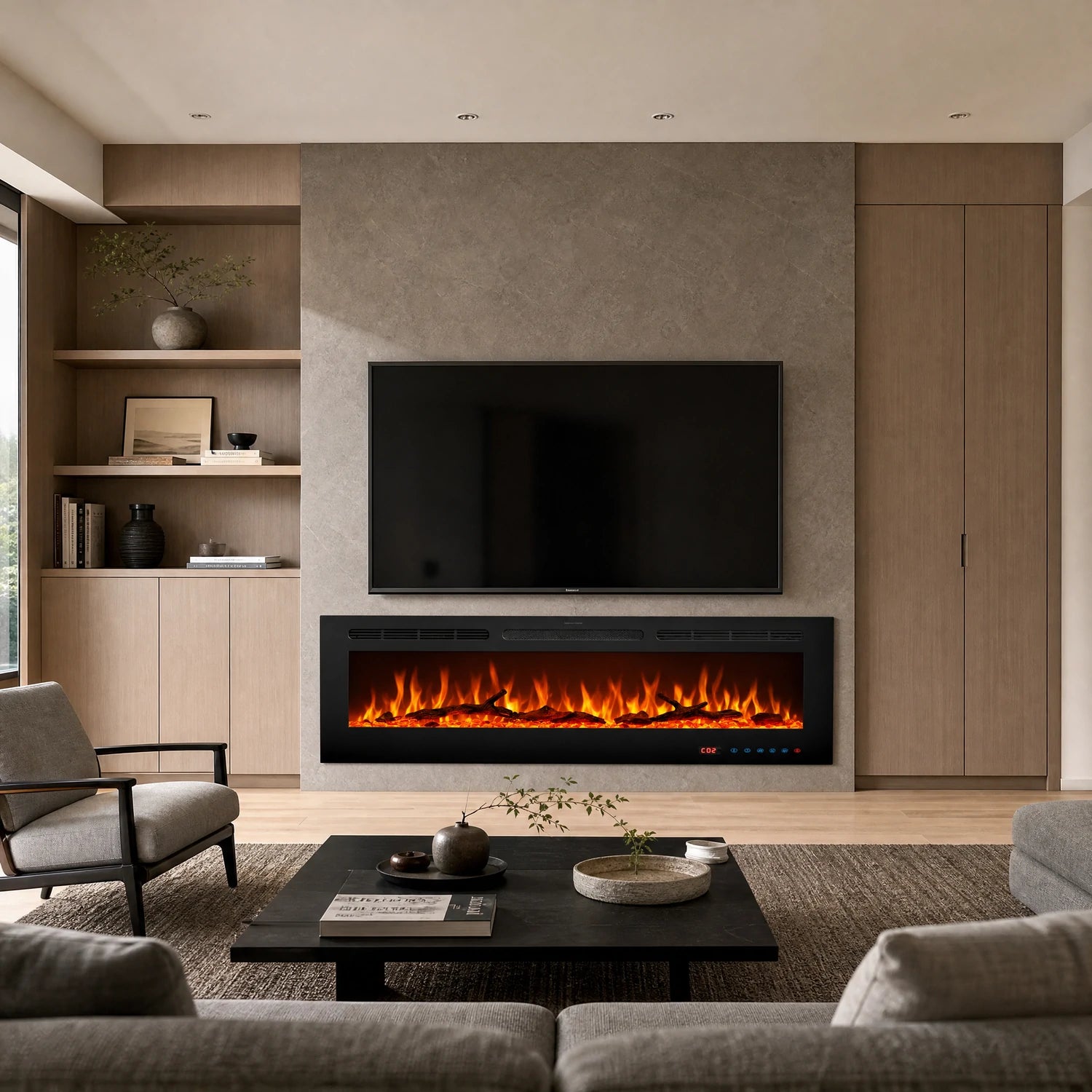 1524mm 60" EF60R Built-In Electric Fire Hole in the Wall Electric Fire with 13 Flame Colors