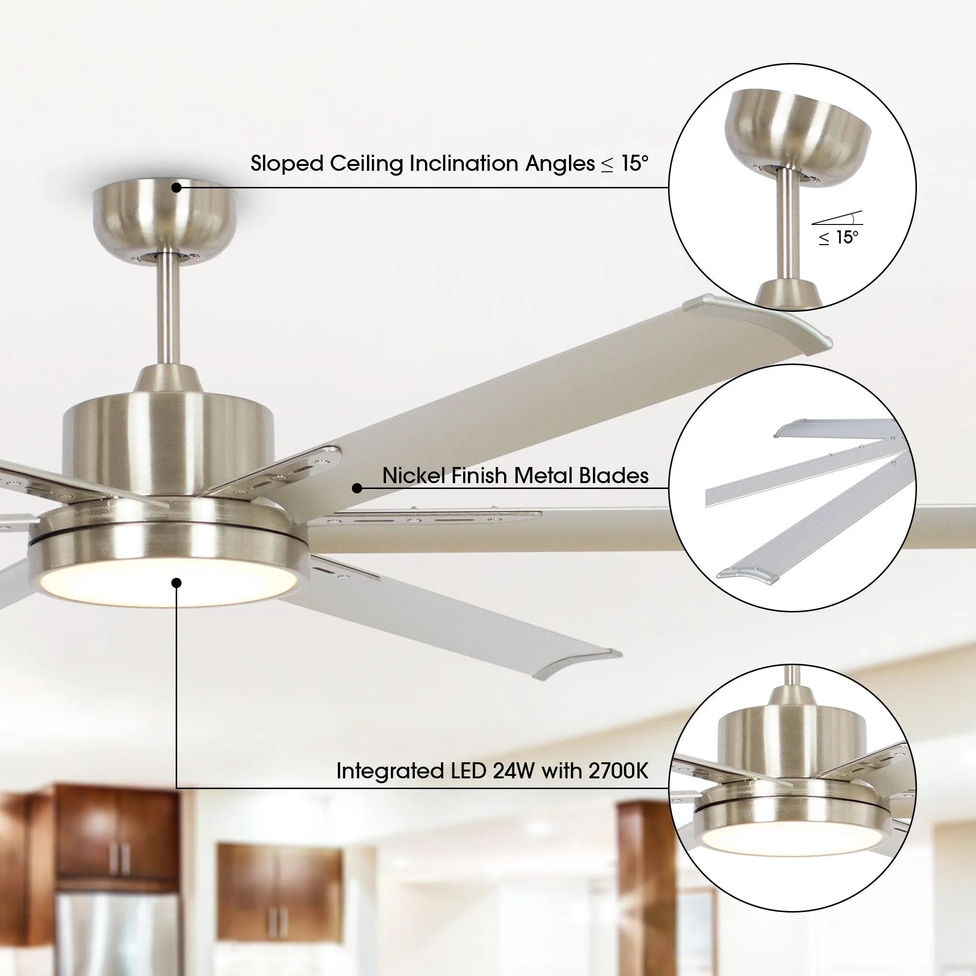65 Inch Freda DC Motor Modern Downrod Ceiling Fan with LED Light and Remote Control - Parrot Uncle UK