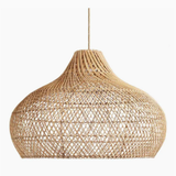 Boho Rattan Flush Mount Ceiling Light  - Natural Woven Design for Bedroom & Living Room
