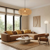 Modern Sleek Oval Bamboo Pendant Light 55 cm Diameter