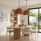 Bohemian Rattan Teardrop Pendant Light 48 cm Diameter