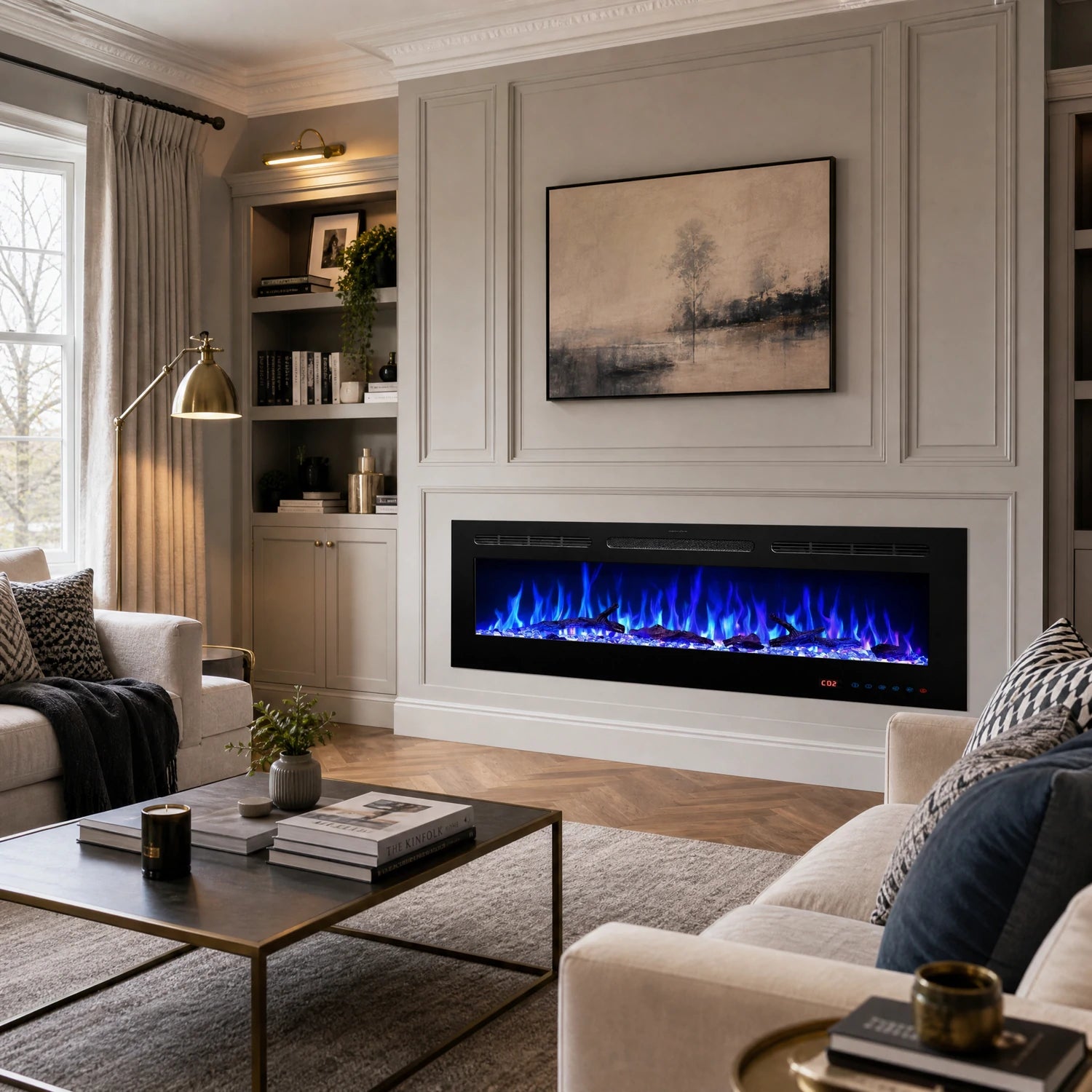 1524mm 60" EF60R Built-In Electric Fire Hole in the Wall Electric Fire with 13 Flame Colors