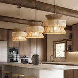 Mid-century Wabi Sabi Hemp Rope Pendants Rattan Hanging Light For Kitchen Island Dining Room