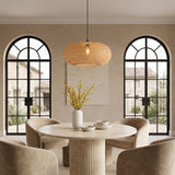 Modern Sleek Oval Bamboo Pendant Light 55 cm Diameter