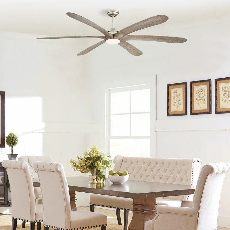 189cm (72") Jaydn Farmhouse Satin Nickel DC Motor Downrod Mount Reversible Ceiling Fan with Lighting and Remote Control