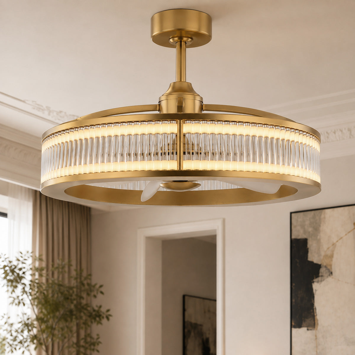 LUCENT Ceiling Fan Ø74 cm with LED Light and Hidden Blades