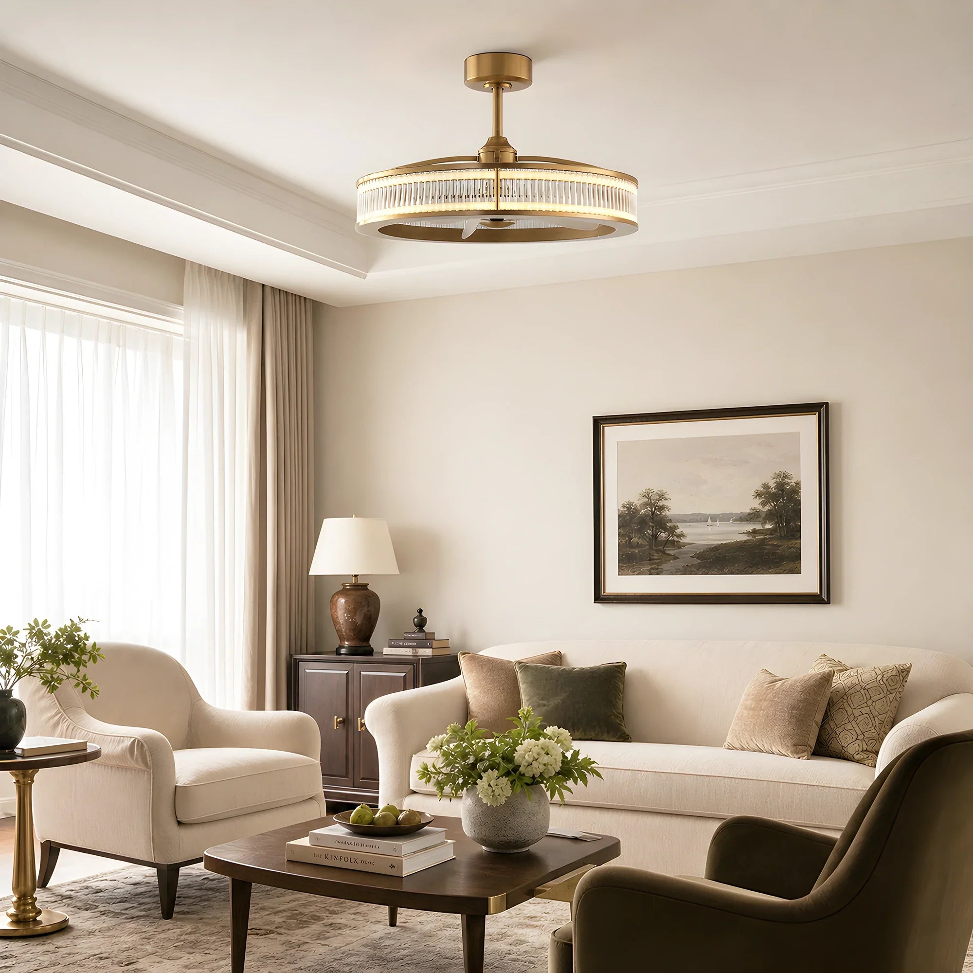 LUCENT Ceiling Fan Ø74 cm with LED Light and Hidden Blades
