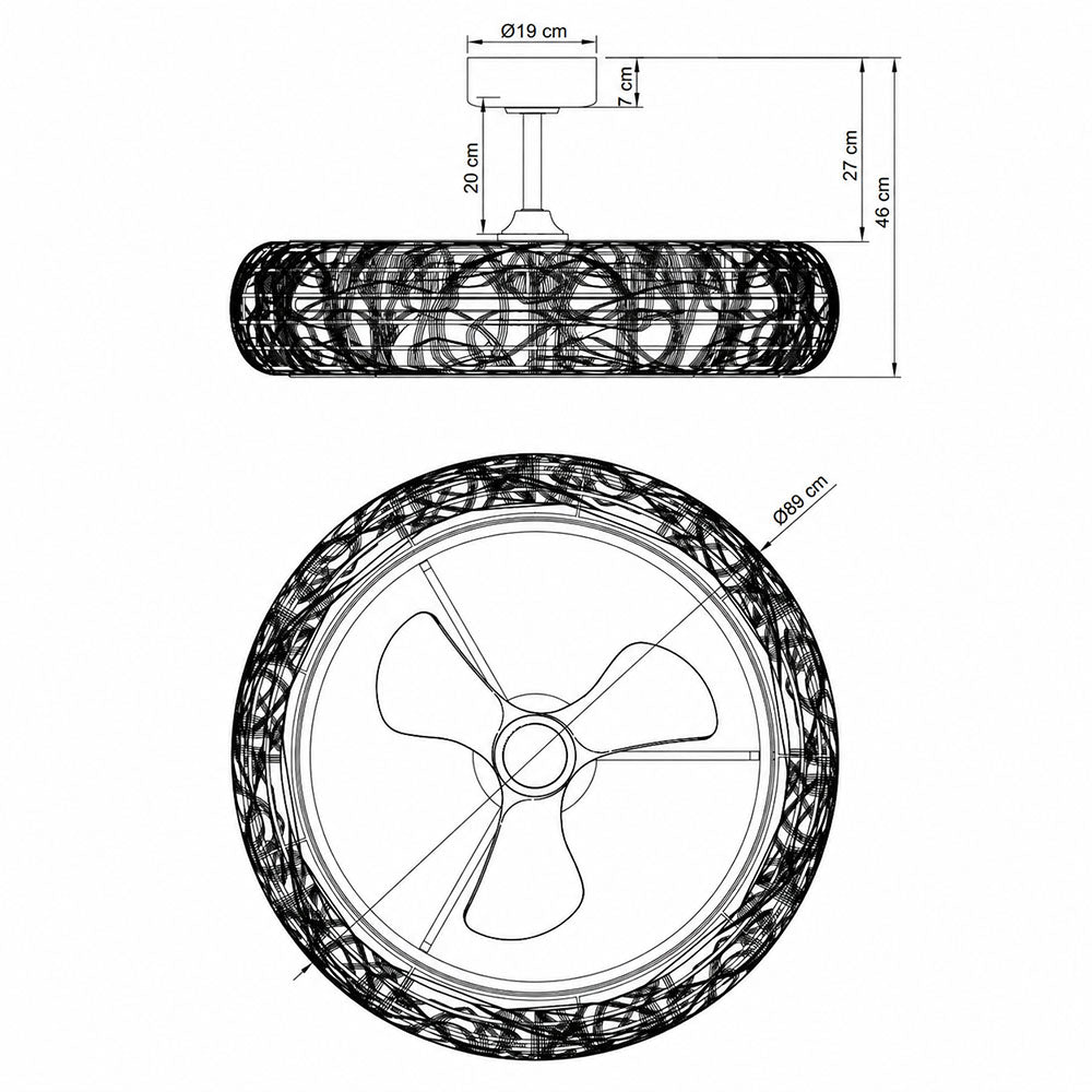 CORDOBA Ceiling Fan Ø89 cm with LED Light and Hidden Blades
