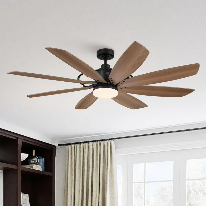 60" Antone Industrial DC Motor Downrod Mount Reversible Ceiling Fan with Lighting and Remote Control - Parrot Uncle UK
