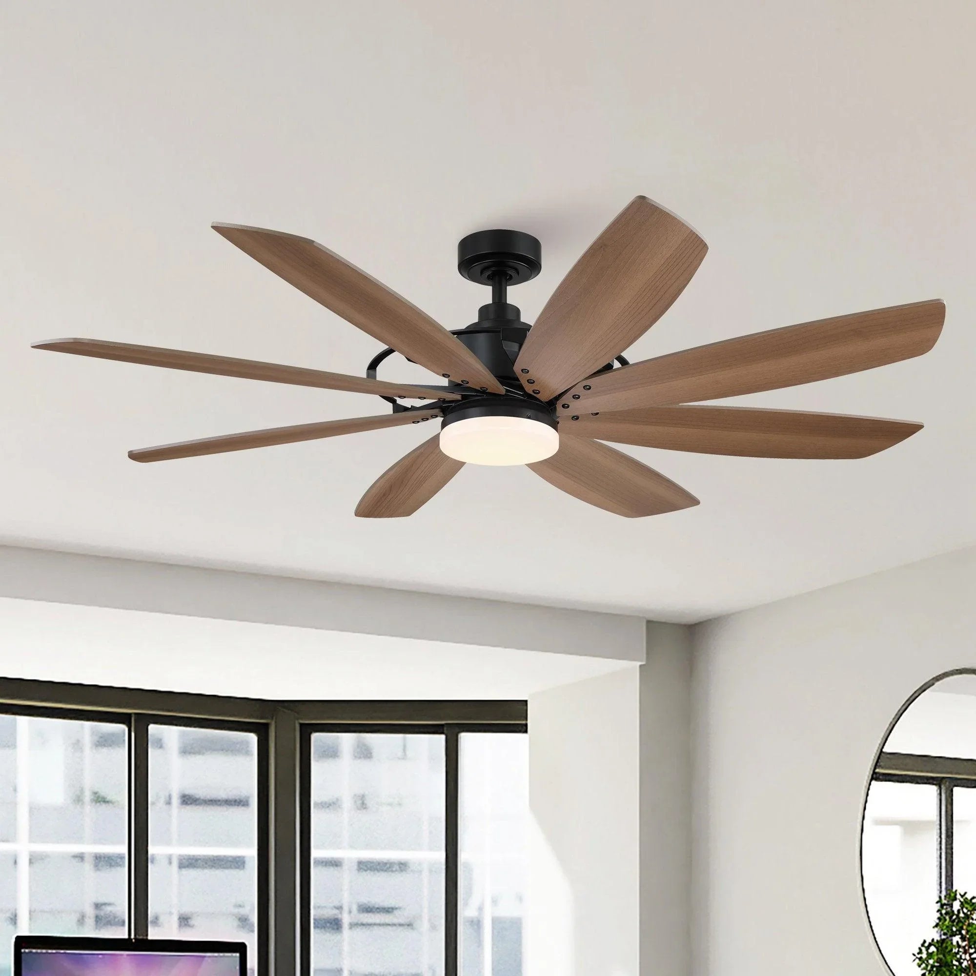 60" Antone Industrial DC Motor Downrod Mount Reversible Ceiling Fan with Lighting and Remote Control - Parrot Uncle UK
